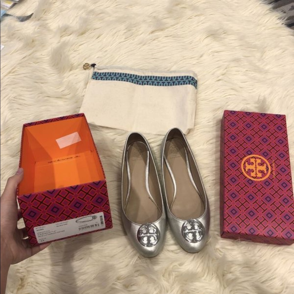 Silver Tory Burch ballet flat